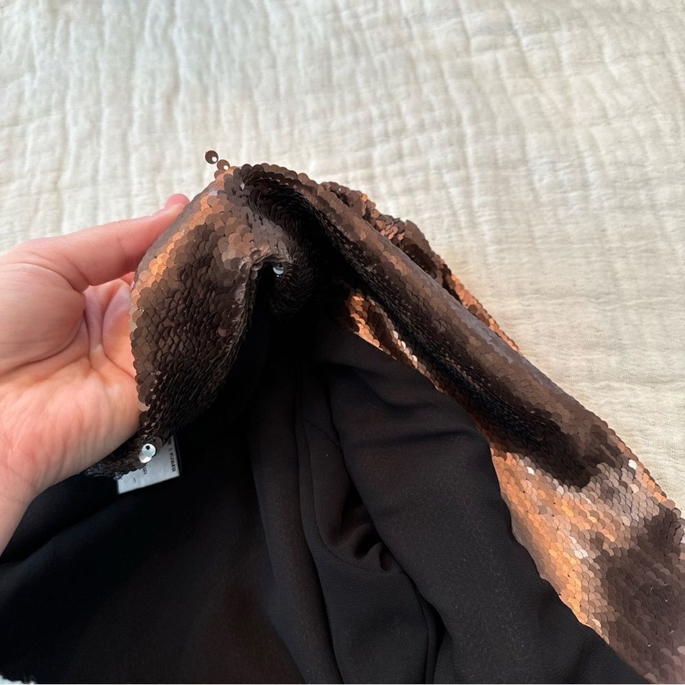 ZARA Metallic two tone Sequin Blazer Jacket Bronze Silver Size S W&B Collection - Picture 9 of 12